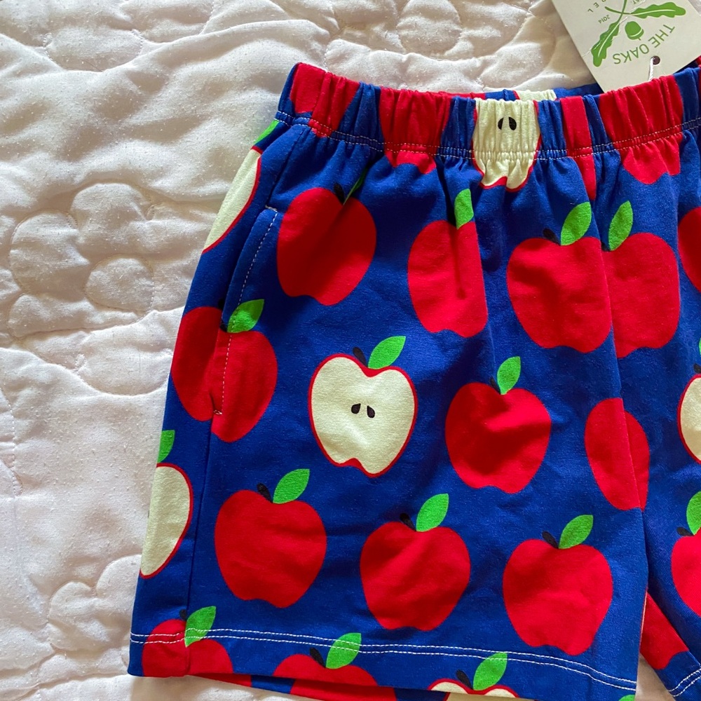 The Oaks Apparel Apple Print Kids Shorts - Picture 2 of 2